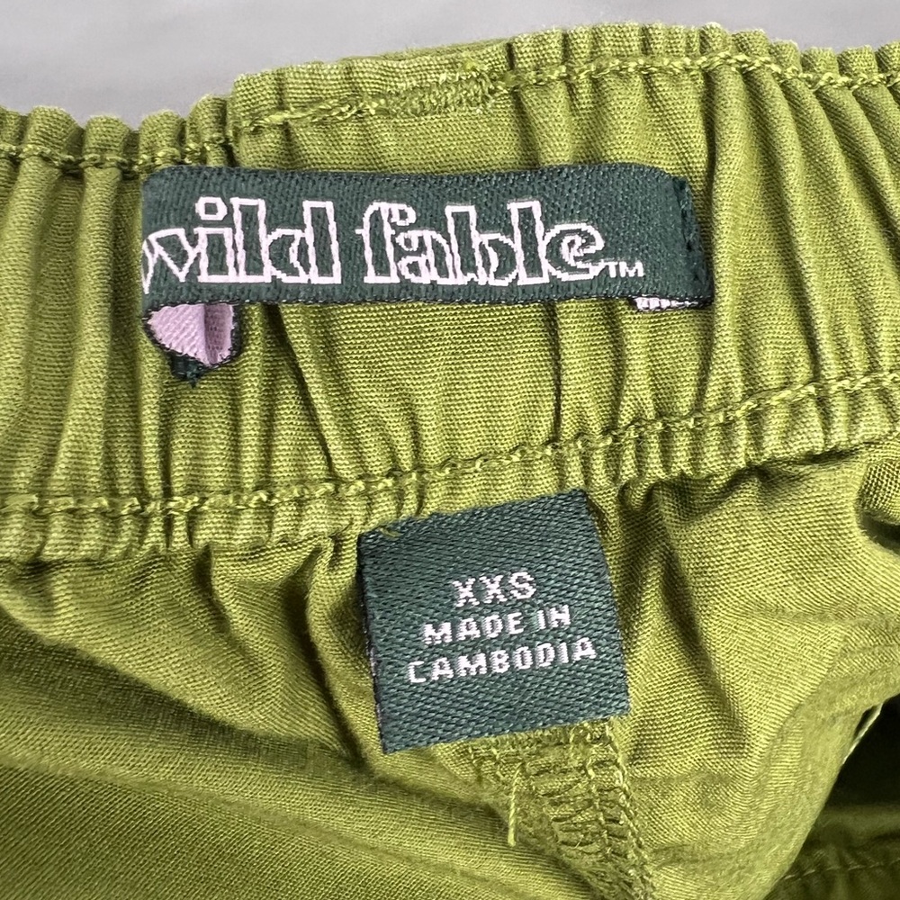 Wild Fable Olive Green Cotton Utility Cargo Skirt XXS Long Midi Pockets D-Ring - Picture 10 of 11